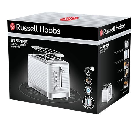 Prajitor de paine Russell Hobbs Inspire, 2 fante, gratar chifle, tava firimituri detasabila, functie decongelare, alb [3]