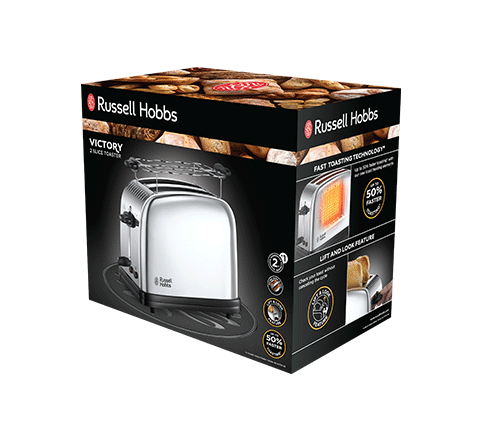 Prajitor de paine Russell Hobbs Victory, 2 fante, gratar chifle, tava firimituri detasabila, functie decongelare, inox [3]