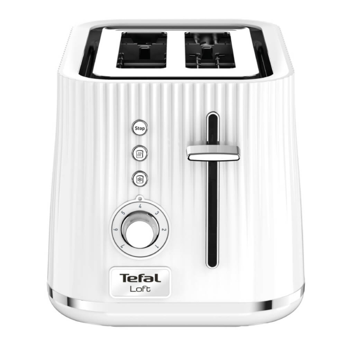 Prajitor de paine Tefal Loft TT761138, 850W, 7 niveluri de rumenire, 3 functii dedicate, iluminare LED, tava firmituri, alb [2]