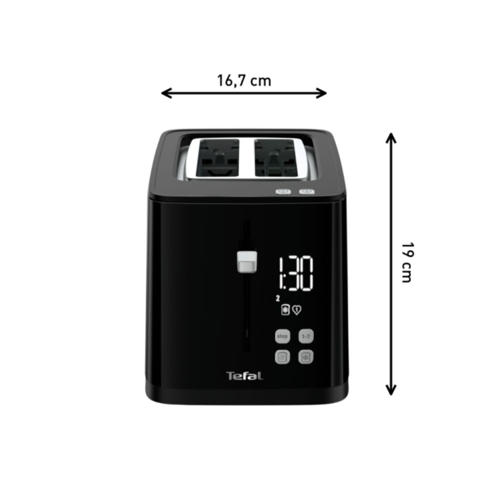 Prajitor de paine Tefal Smart'n Light TT640810, 850W, 2 felii, ecran digital, 3 functii dedicate, 7 niveluri de rumenire, negru [5]