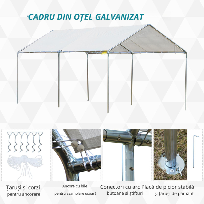  prelata auto, cu kit ancorare, 5.95x2.9x2.6m, alba [5]
