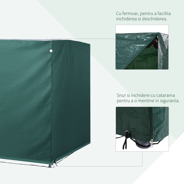  Prelata de Acoperit pentru Mobilier de Extern Impermeabil Anti Mucegai cu Fixaj in PE, Verde,215x155x150cm [5]