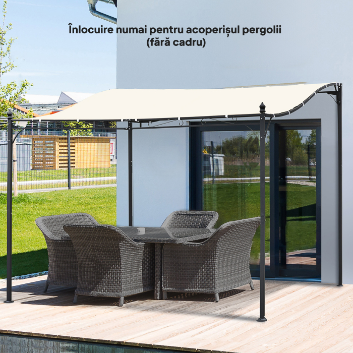  Prelata de Rezerva pentru Pergola cu 16 Orificii de Drenaj, Carlige si Inele, 297x297 cm, Bej [9]