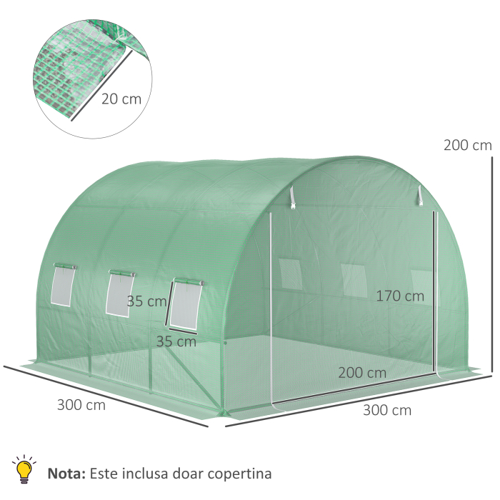  Prelata Sera 3×3×2 m - Cu 6 Ferestre, Usa Rulanta si Margini [3]