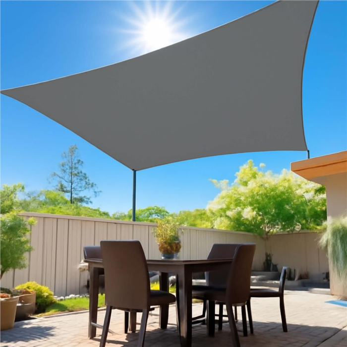 Prelata umbrire 3x3 m impermeabila cu protectie UV, grad umbrire 90%, inele inox, sfori incluse, husa transport, gri grafit [25]