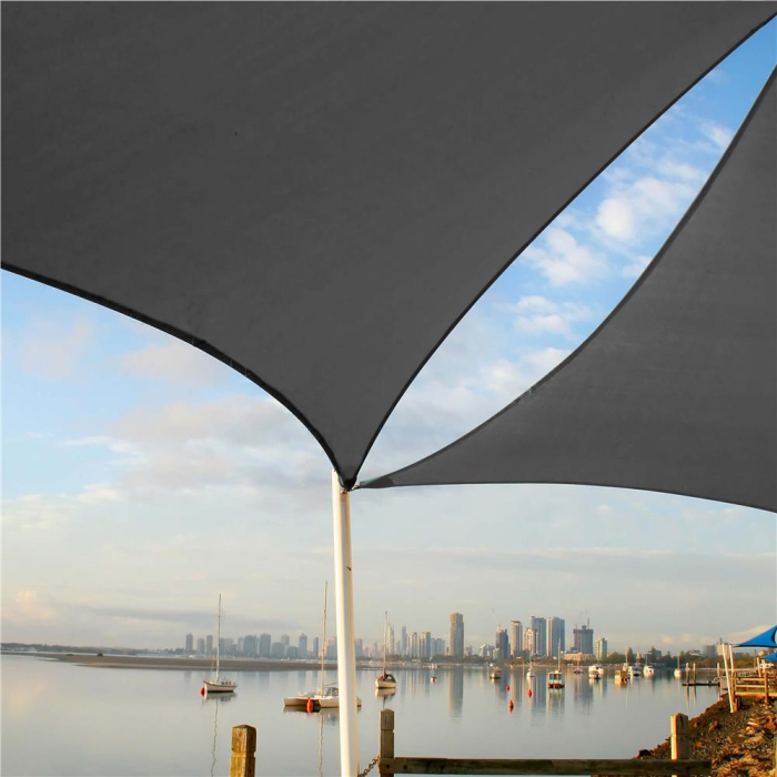 Prelata umbrire 3x3 m impermeabila cu protectie UV, grad umbrire 90%, inele inox, sfori incluse, husa transport, gri grafit [22]