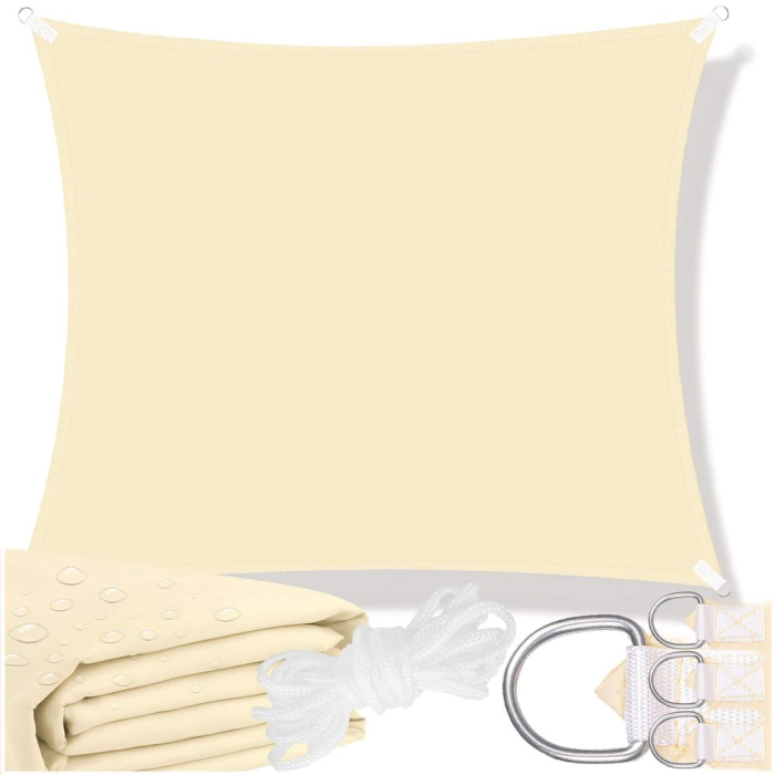 Prelata umbrire 4x4 m pentru terasa sau balcon, impermeabila, protectie UV, crem [2]