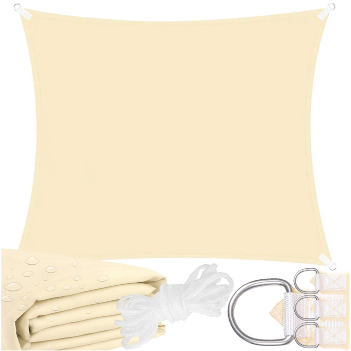 Prelata umbrire 4x4 m pentru terasa sau balcon, impermeabila, protectie UV, crem [3]
