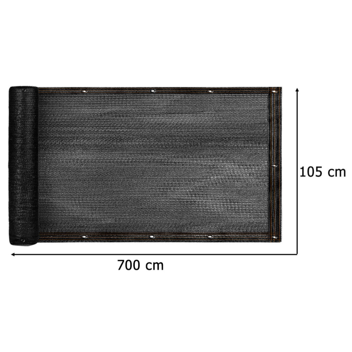 Protectie balcon din plasa PVC, cu inele metalice pentru prindere, 105x700 cm, negru [6]