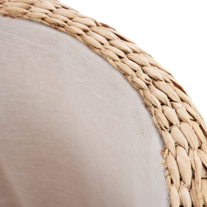  Puf Container Rotund cu Husa din tesatura Imitatie In (100% Poliester) Taburet Sprijin Picioare Ф43x43cm - Kaki [7]