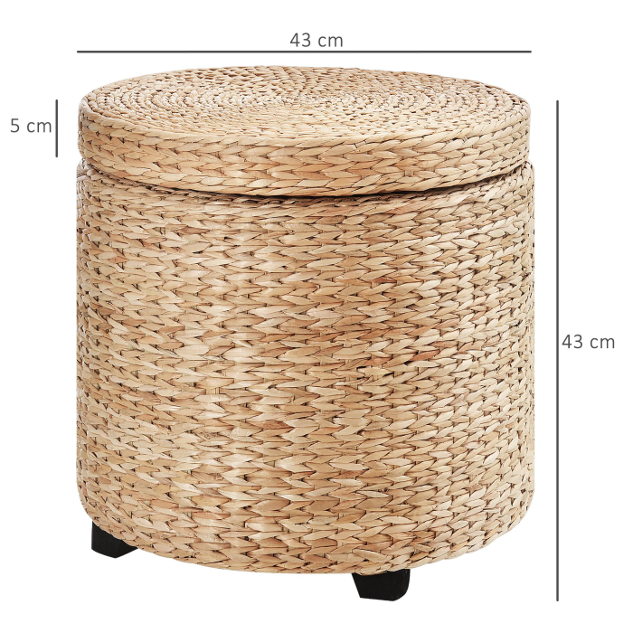  Puf Container Rotund cu Husa din tesatura Imitatie In (100% Poliester) Taburet Sprijin Picioare Ф43x43cm - Kaki [3]