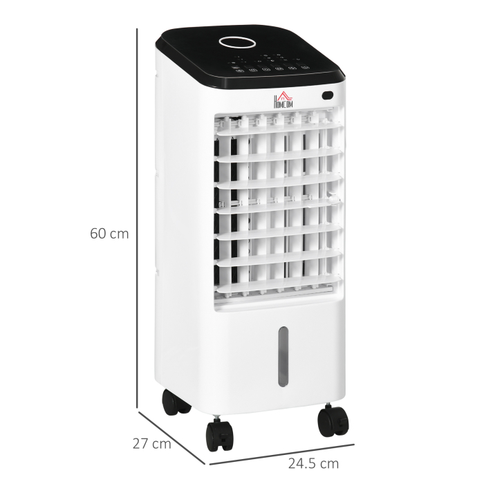  Racitor Evaporativ 3-in-1, Ventilator, Umidificator cu Gheata si Dezumidificator, 3 Viteze, 3 Moduri si Telecomanda, Timer 12 Ore, 65W din ABS, 24.5x27x60 cm, Alb [3]