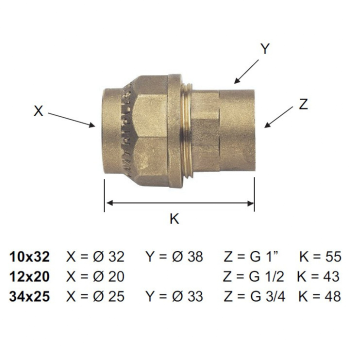 Racord compresie alama Remer Rubinetterie Minutery 490RF2063, filet interior, 2" x 63 mm, alama [2]