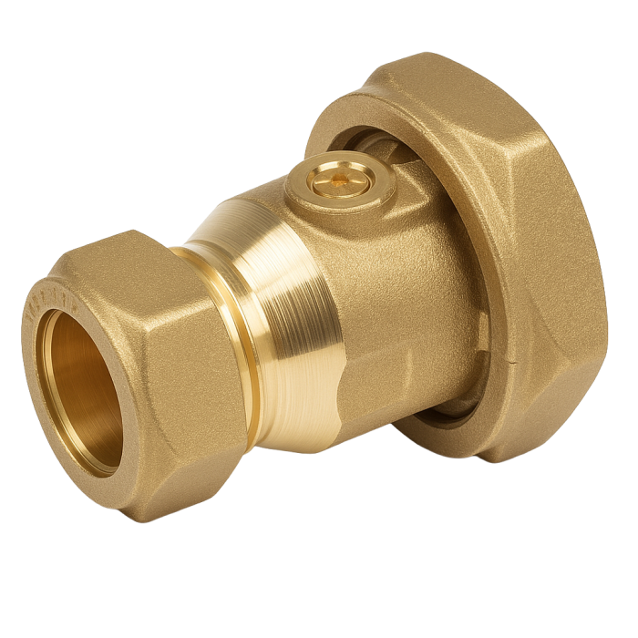 Racord cu bila Giacomini R252Y003, pentru pompa, diametru conexiune prin compresie 22mm x 1 1/2" filet interior, alama [1]