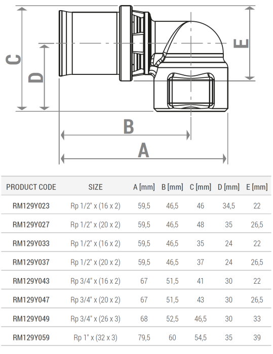 Cot de presare Giacomini RM129Y059, 90 grade, filet interior 1" x conexiune teava diametru 32 mm, alama [2]