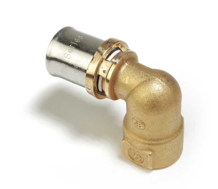 Cot de presare Giacomini RM129Y059, 90 grade, filet interior 1" x conexiune teava diametru 32 mm, alama [1]