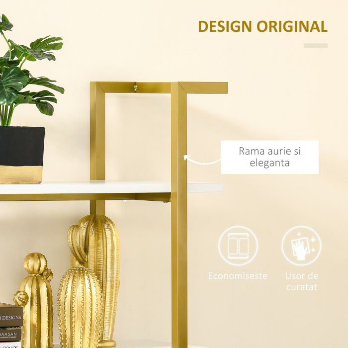  Raft 4 Niveluri - Lemn & Otel Auriu, Elegant si Multifunctional [7]