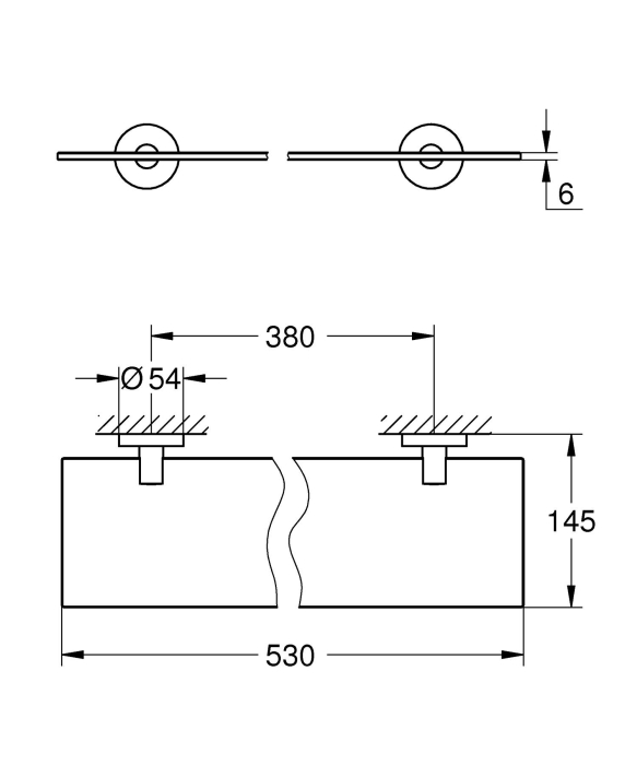 Raft baie Grohe 412022430, 530 mm, 145 mm, 2 orificii instalare, pe perete, sticla, metal, elemente fixare, Negru [4]
