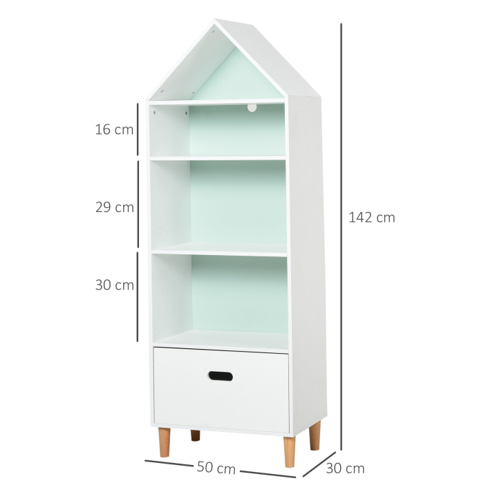  raft biblioteca pentru copii, 50x30x142cm, alb [3]