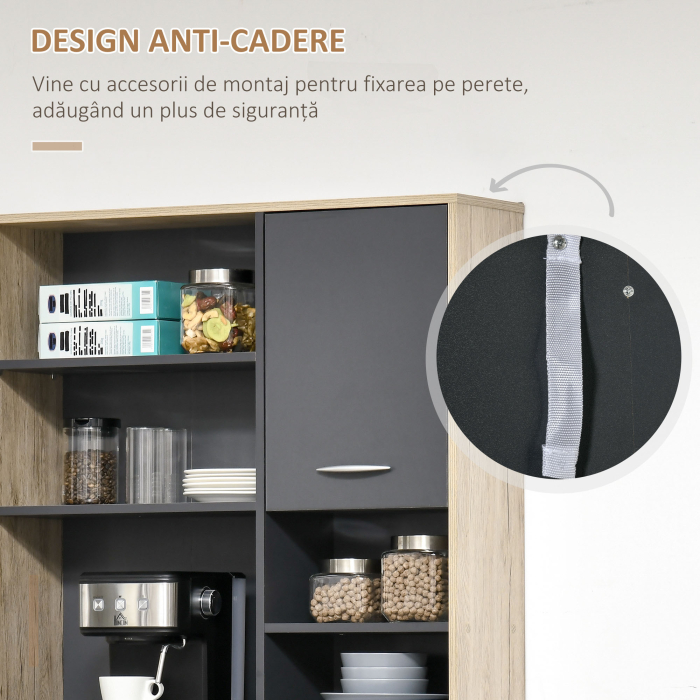  Raft Bucatarie 90×39×169 cm - Stejar & Negru cu 4 Rafturi [7]