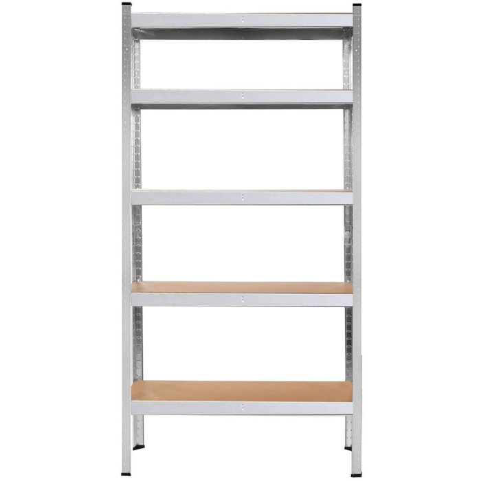 Raft metalic depozitare 5 polite MDF reglabile, max 875 kg, pliabil in 2 rafturi mici, 180x90x30 cm, argintiu [11]