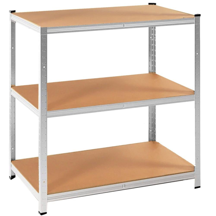 Raft metalic depozitare 5 polite MDF reglabile, max 875 kg, pliabil in 2 rafturi mici, 180x90x30 cm, argintiu [4]