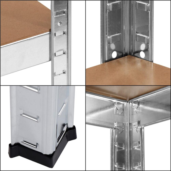 Raft metalic depozitare 5 polite MDF reglabile, max 875 kg, pliabil in 2 rafturi mici, 180x90x30 cm, argintiu [9]