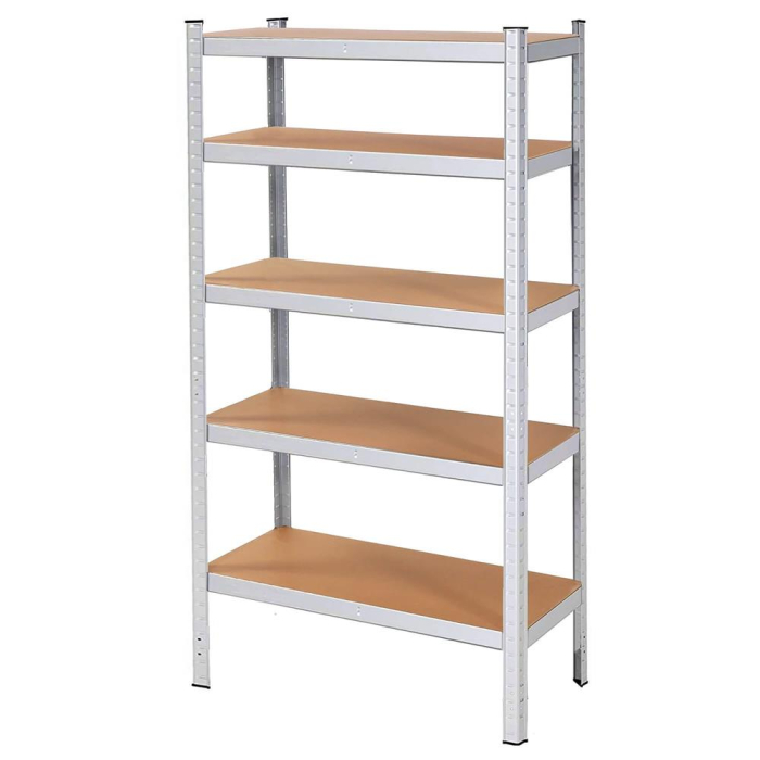 Raft metalic depozitare 5 polite MDF reglabile, max 875 kg, pliabil in 2 rafturi mici, 180x90x30 cm, argintiu [3]