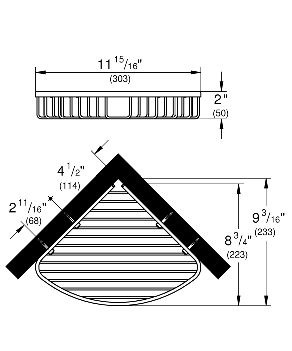 Raft colt Grohe 40663001, 303 mm, 233 mm, 4 orificii instalare, pe colt, metal, elemente fixare ascunse, Crom [4]