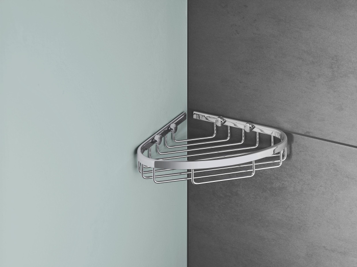 Raft colt Grohe 40663001, 303 mm, 233 mm, 4 orificii instalare, pe colt, metal, elemente fixare ascunse, Crom [2]