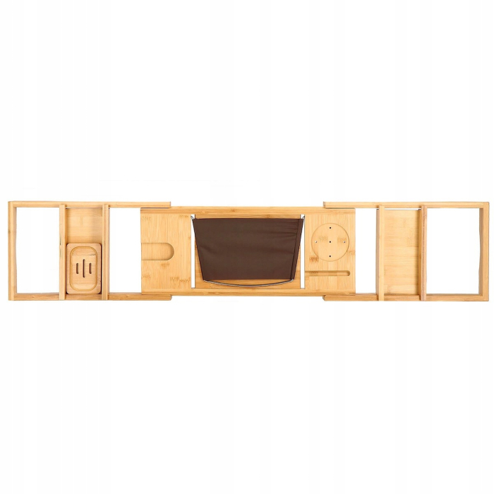 Raft cu tava pentru cada din bambus natural Sersimo 1024, extensibila, 75-110x23cm [14]