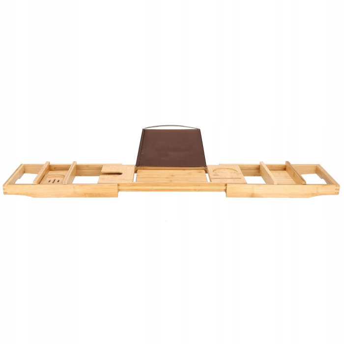 Raft cu tava pentru cada din bambus natural Sersimo 1024, extensibila, 75-110x23cm [10]