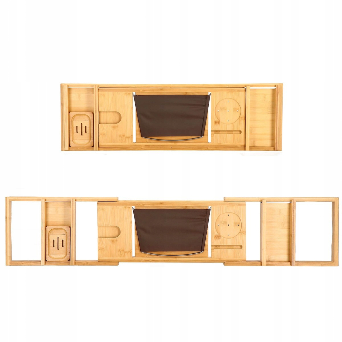 Raft cu tava pentru cada din bambus natural Sersimo 1024, extensibila, 75-110x23cm [13]