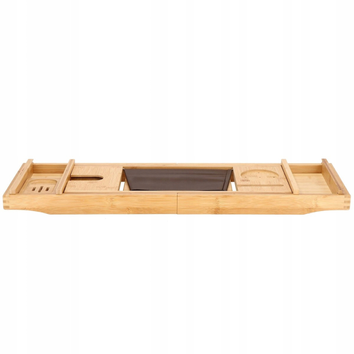 Raft cu tava pentru cada din bambus natural Sersimo 1024, extensibila, 75-110x23cm [8]