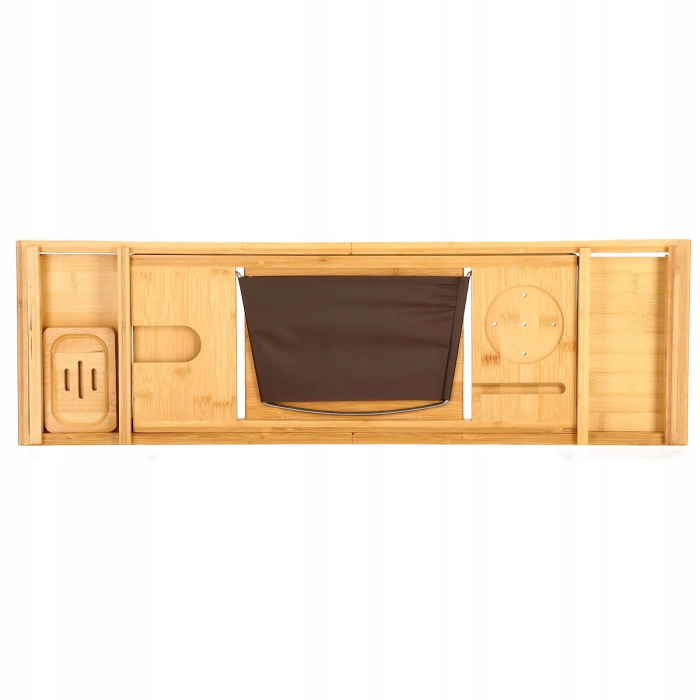 Raft cu tava pentru cada din bambus natural Sersimo 1024, extensibila, 75-110x23cm [6]