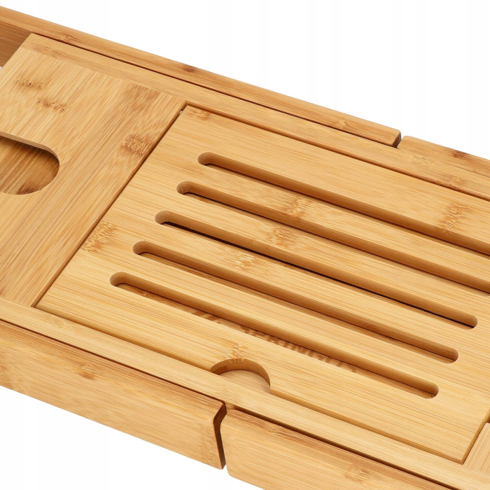 Raft cu tava pentru cada din bambus natural Sersimo 1025, extensibila, 75-111x23cm [4]