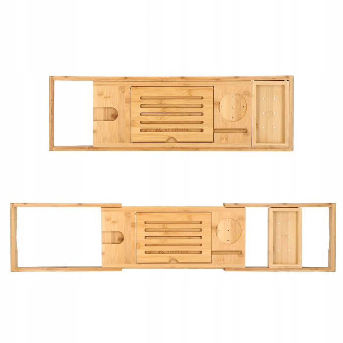 Raft cu tava pentru cada din bambus natural Sersimo 1025, extensibila, 75-111x23cm [15]