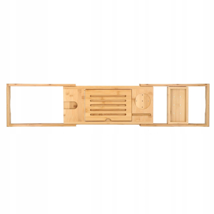 Raft cu tava pentru cada din bambus natural Sersimo 1025, extensibila, 75-111x23cm [14]