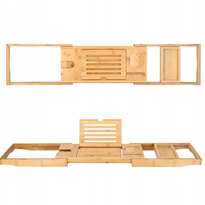Raft cu tava pentru cada din bambus natural Sersimo 1025, extensibila, 75-111x23cm [8]