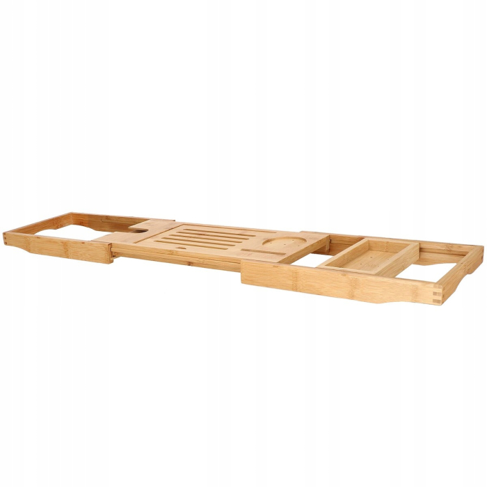 Raft cu tava pentru cada din bambus natural Sersimo 1025, extensibila, 75-111x23cm [6]