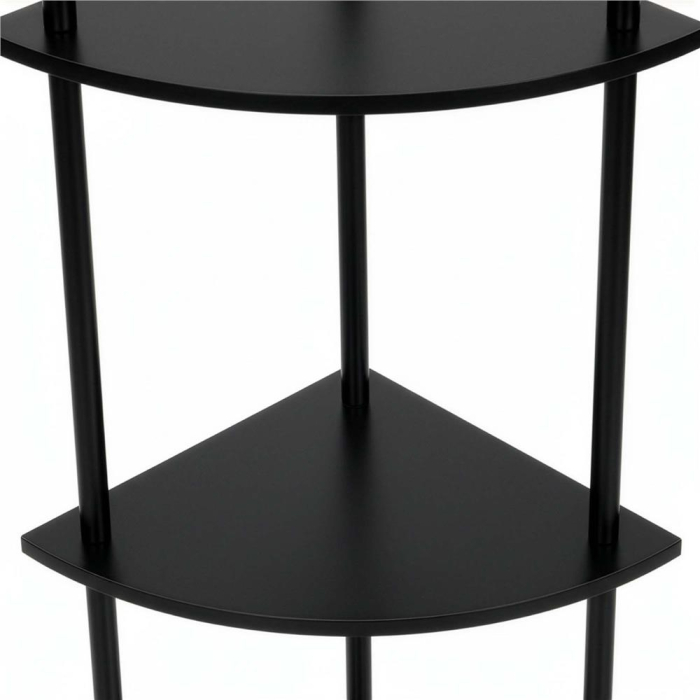 Raft de colt cu 5 polite, MDF, cadru metalic, 148x30x30 cm, negru [11]