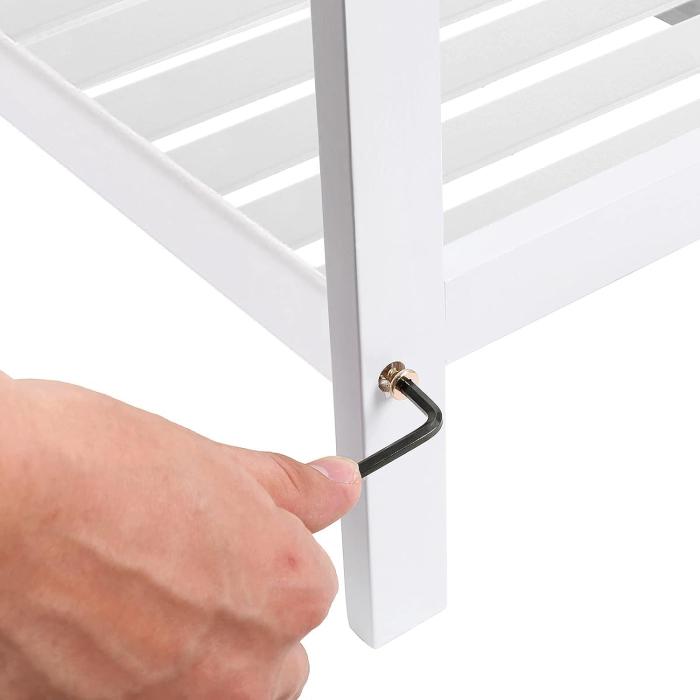 Raft de depozitare din bambus, cu 2 niveluri, 26x70x33cm, alb [4]