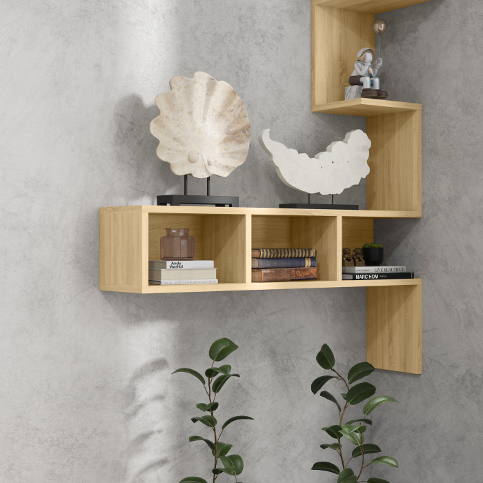 Raft de depozitare  MDF cu rafturi deschise pentru sufragerie si dormitor, 80x20x128,5 cm, de culoare stejar [9]