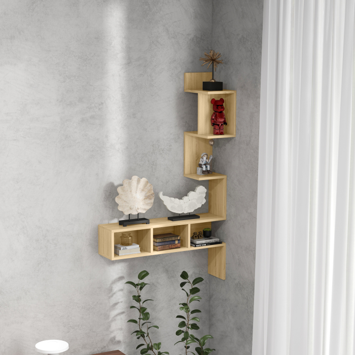Raft de depozitare  MDF cu rafturi deschise pentru sufragerie si dormitor, 80x20x128,5 cm, de culoare stejar [2]