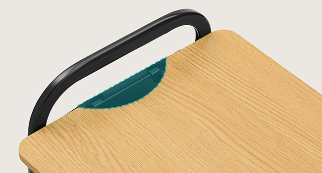 Raft de depozitare mobil tip carucior rulant, pentru baie sau bucatarie, cadru otel cu blat MDF, 31x44x74 cm, negru [7]