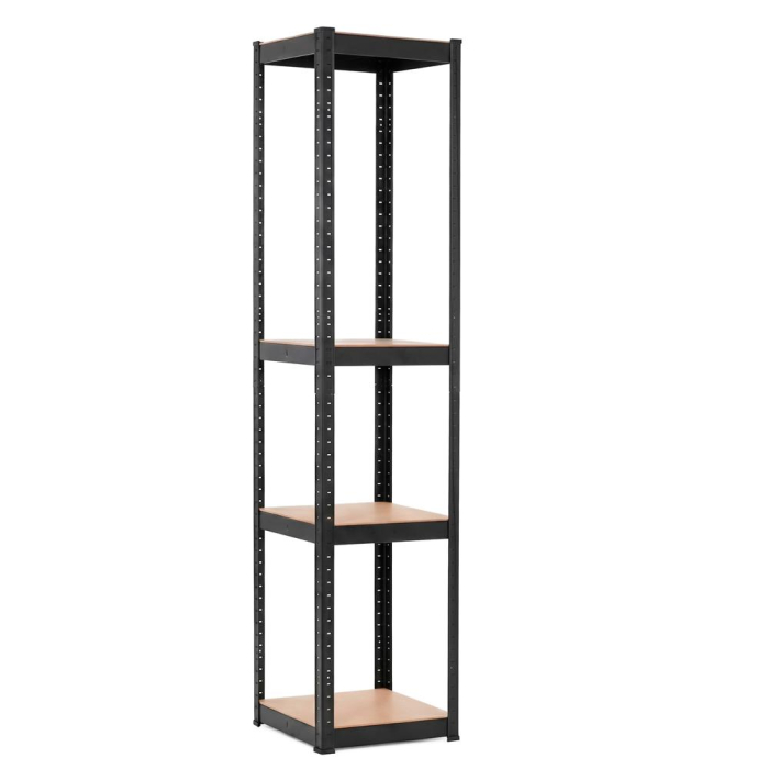 Raft metalic de depozitare cu 4 polite reglabile MDF, capacitate 400 kg, 40x40x180 cm, negru [15]