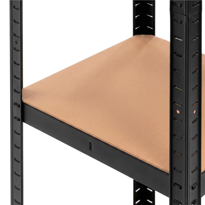 Raft metalic de depozitare cu 4 polite reglabile MDF, capacitate 400 kg, 40x40x180 cm, negru [10]