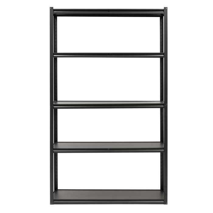 Raft metalic de depozitare cu 5 polite reglabile MDF, capacitate 750 kg, 120x40x200 cm, negru [10]