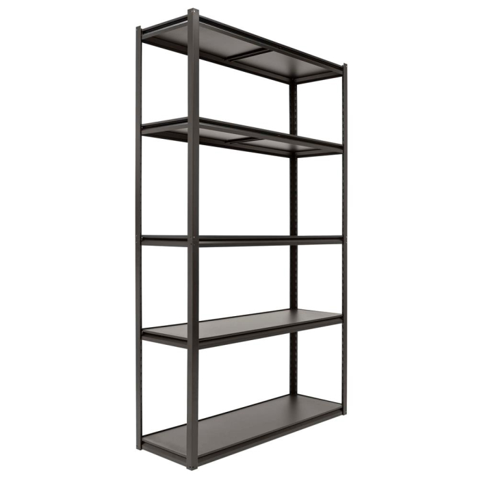 Raft metalic de depozitare cu 5 polite reglabile MDF, capacitate 750 kg, 120x40x200 cm, negru [18]