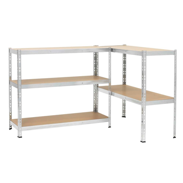 Raft metalic de depozitare cu 5 polite reglabile MDF, structura zincata, capacitate 1000 kg, 120x45x205 cm, gri [4]
